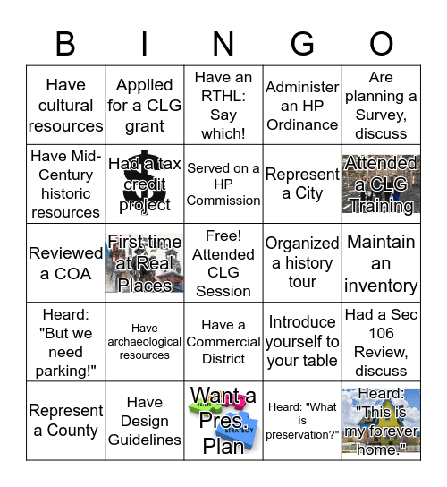 Preservation Bingo Card