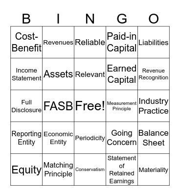 Accounting Basics BINGO Card