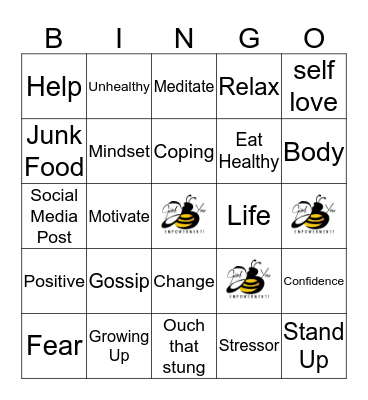 Girl Bee You Stress Bingo Card