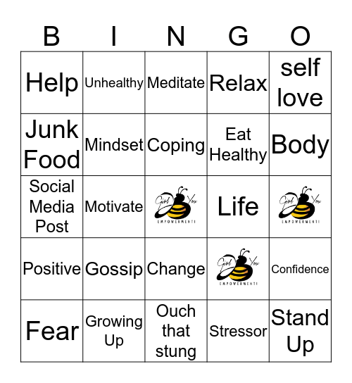 Girl Bee You Stress Bingo Card