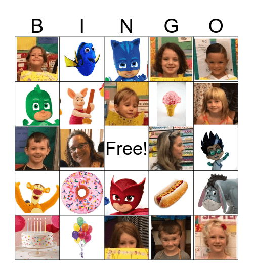 Orion's Birthday Bingo Card