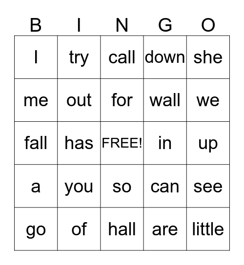 Sight Word Bingo (December) Bingo Card