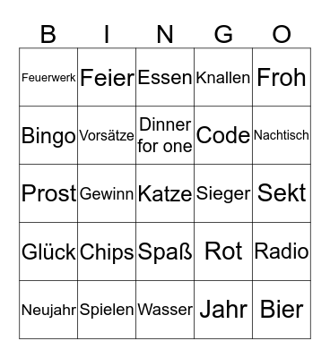Sylvester Bingo Card
