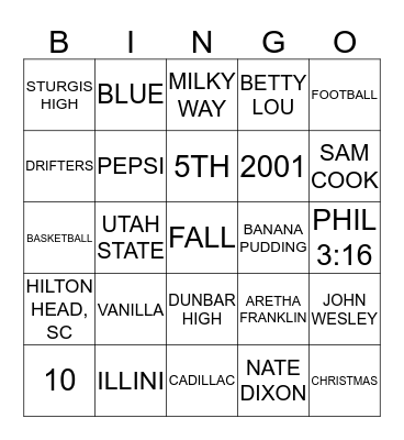 NATE'S BINGO Card