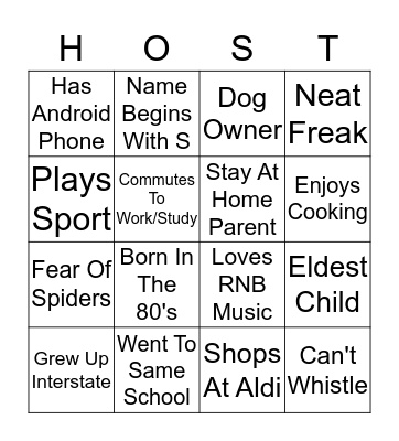 Host Hustle Bingo Card