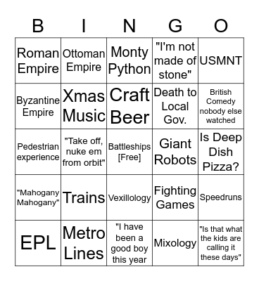 Ian Bingo Card