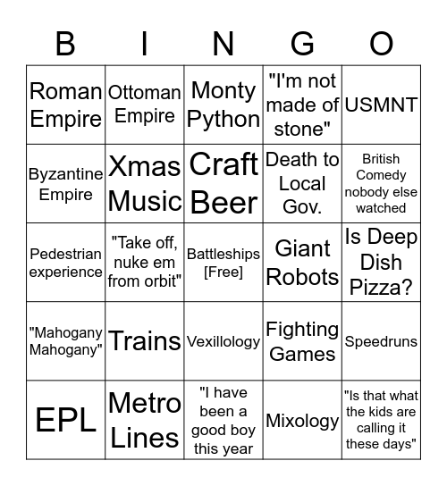 Ian Bingo Card