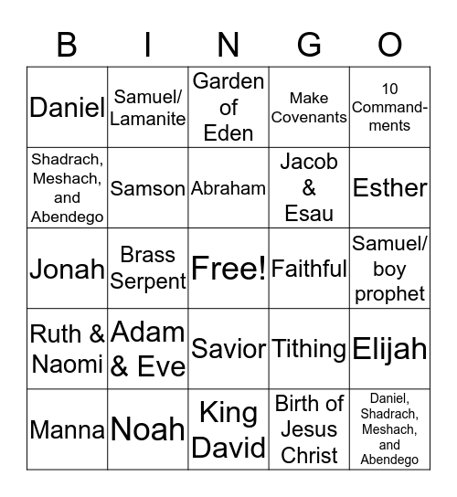 The Old Testament  Bingo Card