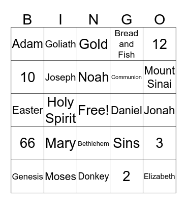 Bible Bingo Card