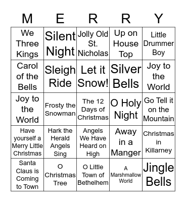 Christmas Music Bingo Card