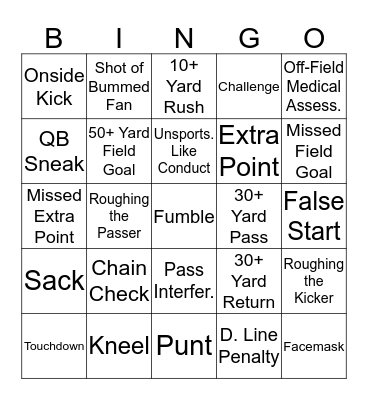 Supreme Amazing Awesome Football BINGO! Bingo Card