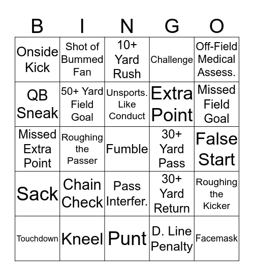 Supreme Amazing Awesome Football BINGO! Bingo Card