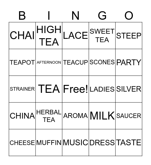 IT'S TEA TIME Bingo Card