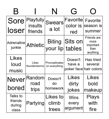 Gryffindor  Bingo Card