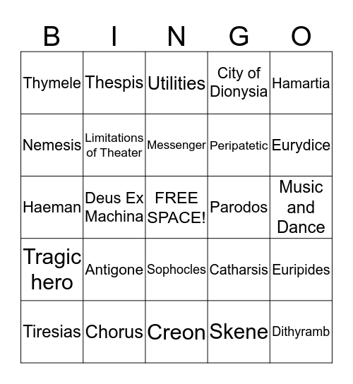 Antigone Bingo Card