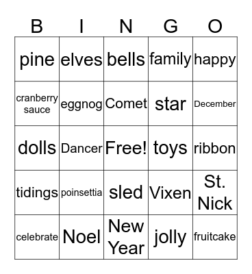 Christmas Bingo Card