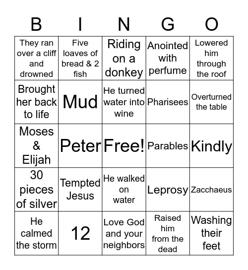 New Testament Bible Bingo #2 Bingo Card