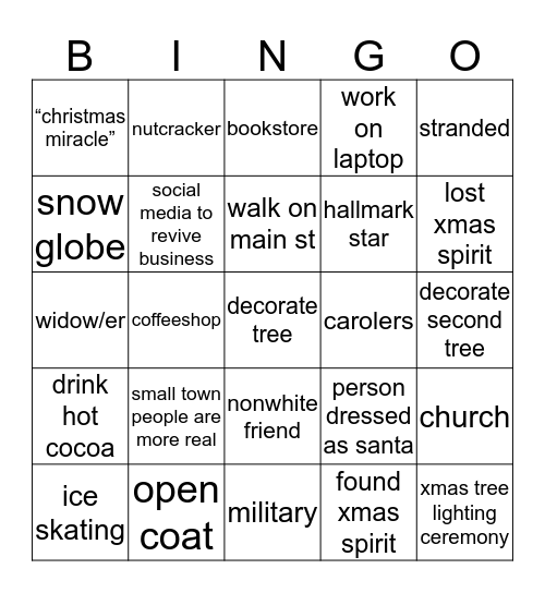 hallmark Bingo Card