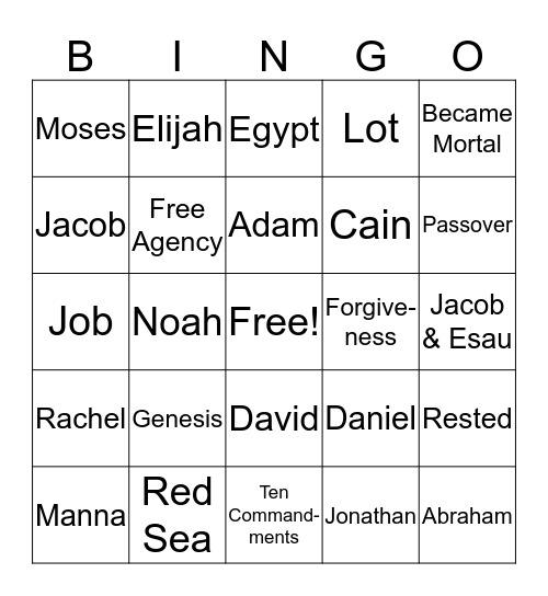 Old Testament Bingo Card