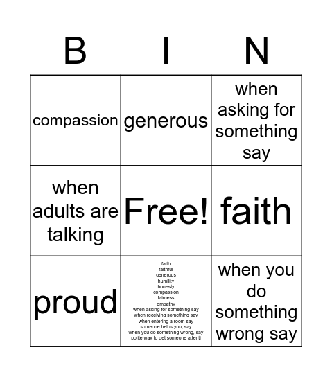 REVIEW Bingo Card