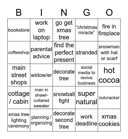 hallmark Bingo Card