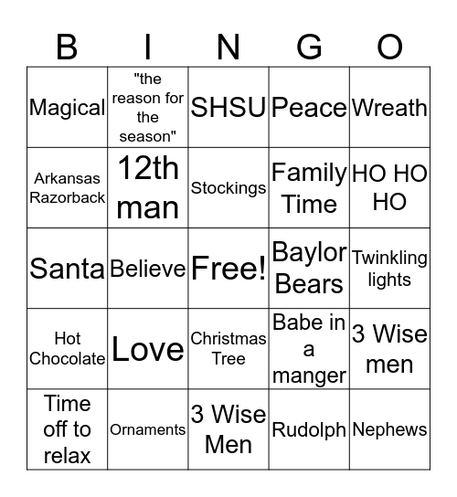 MERRY CHRISTMAS BINGO 2018 Bingo Card