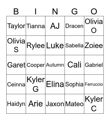 Green Group Bingo Card