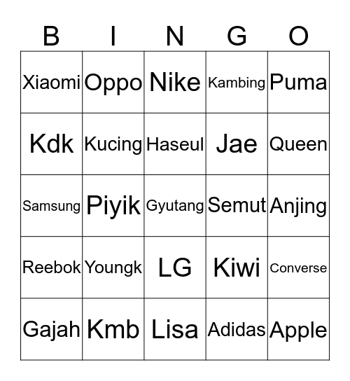 dumx bingo Card