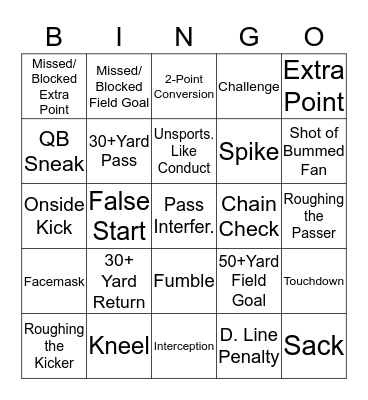 Supreme Amazing Awesome Football BINGO Card
