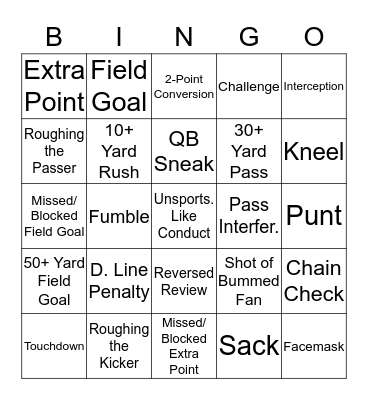 Supreme Amazing Awesome Football BINGO Card