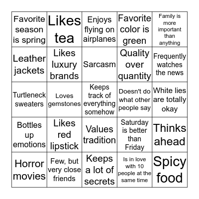 Slytherin  Bingo Card