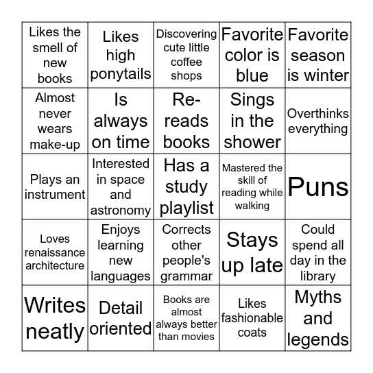 Ravenclaw Bingo Card