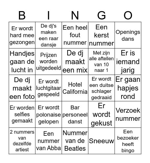 Music & Fun Bingo Card