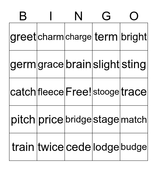 CVC Bingo Card