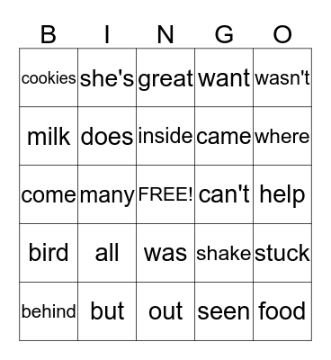 Grade 1 December Bingo Card