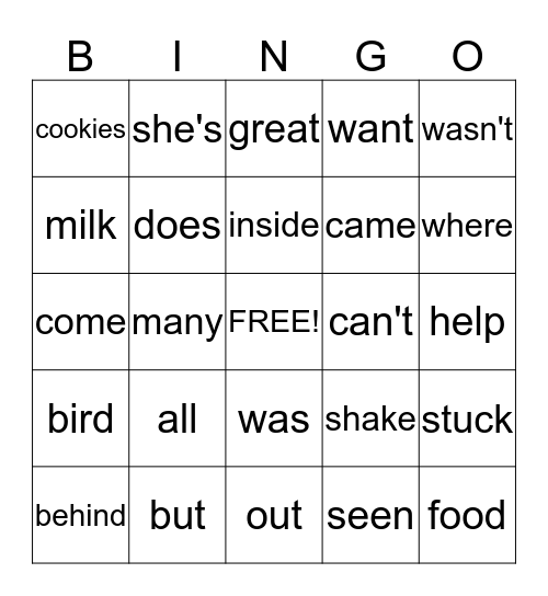 Grade 1 December Bingo Card