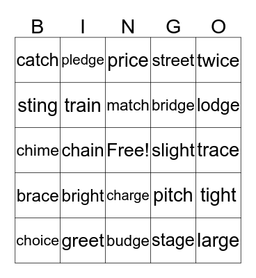 CVC Bingo Card