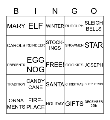 CHRISTMAS BINGO Card