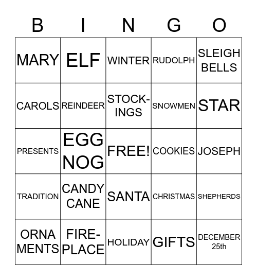 CHRISTMAS BINGO Card