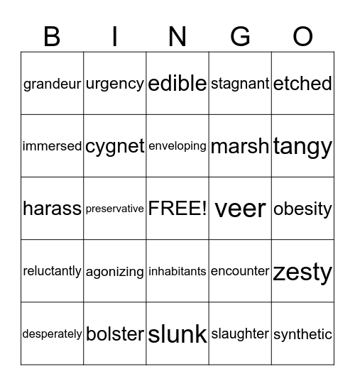 grade 4/5 December Bingo Card