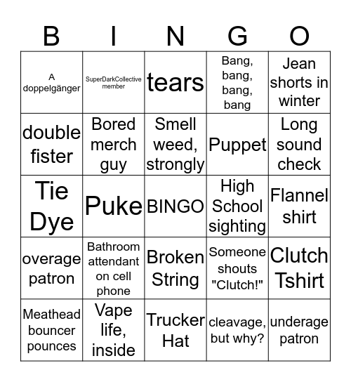 Clutch Bingo Card