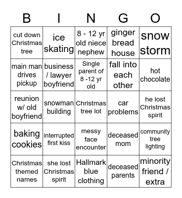 Hallmark Christmas Movie Bingo Card