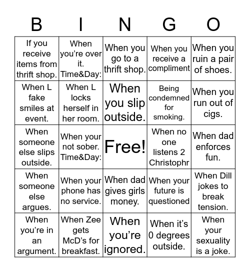 Indiana Bingo Card