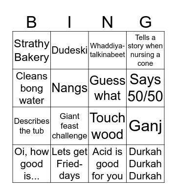 Rhys Bingo Card