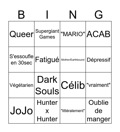 Ariel Bingo Card
