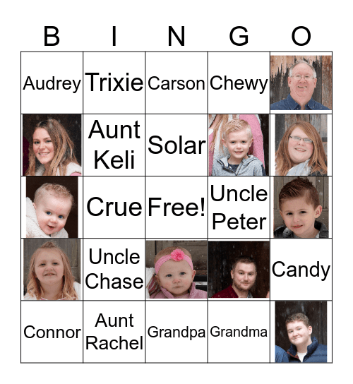 Shumway Cousins Bingo Card
