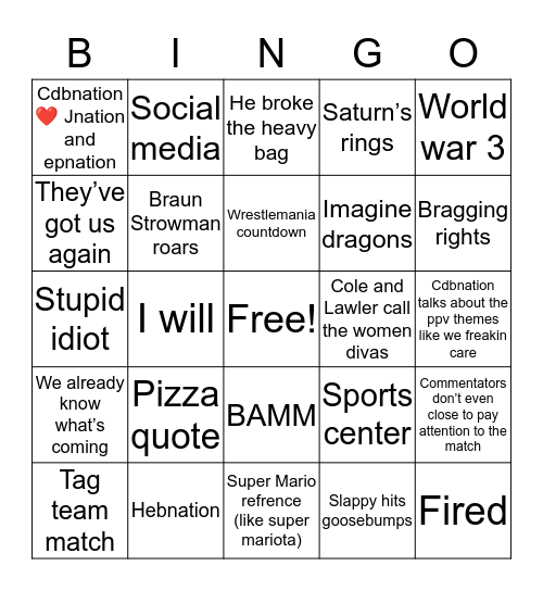 Cdbnation Bingo Card