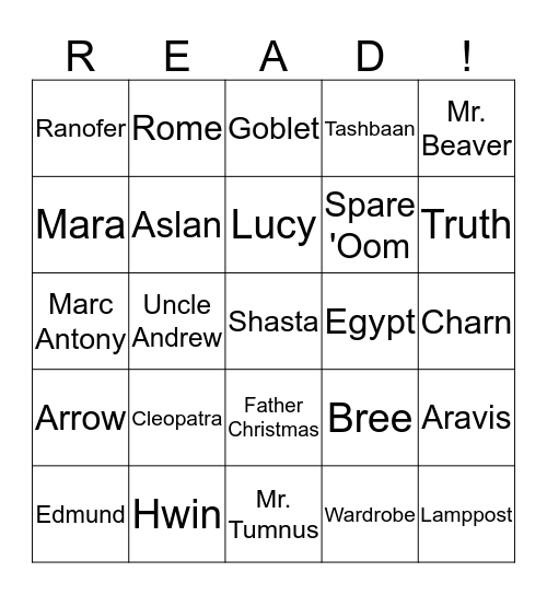 Literature Bingo!!!!!! Bingo Card
