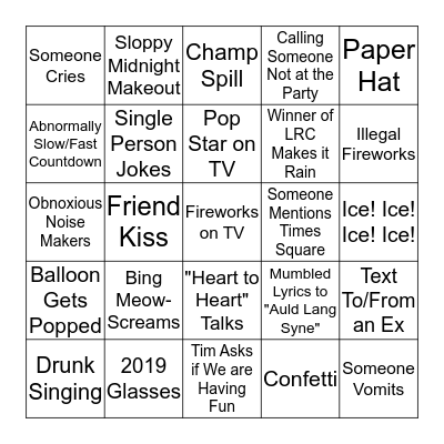 New Year's Eve 2019! Bingo Card