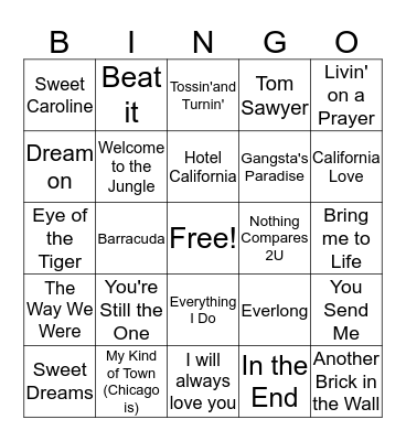 Music Through the Decades Bingo Card
